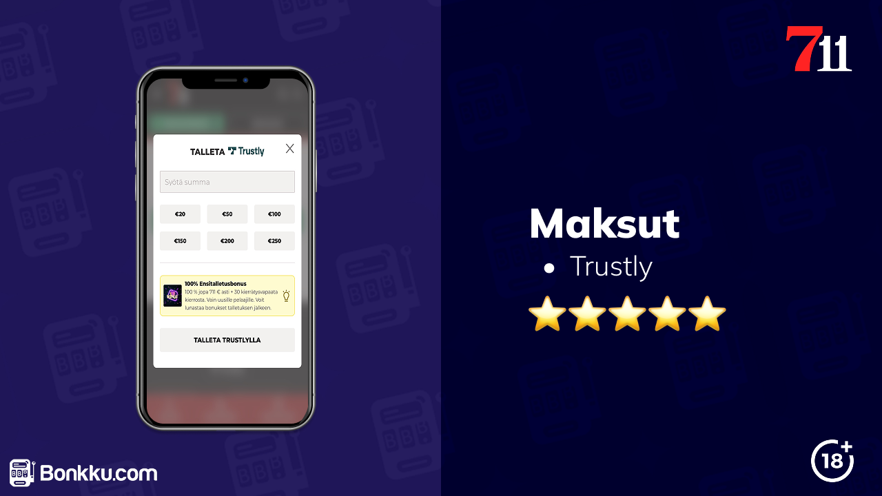 711 casino maksut