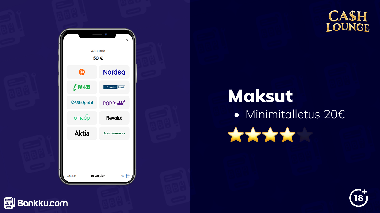 cashlouge casino maksut