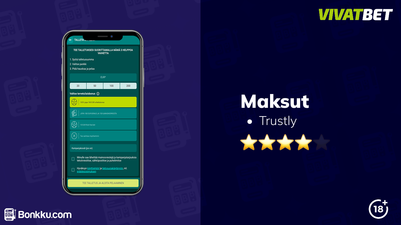 vivatbet casino maksut