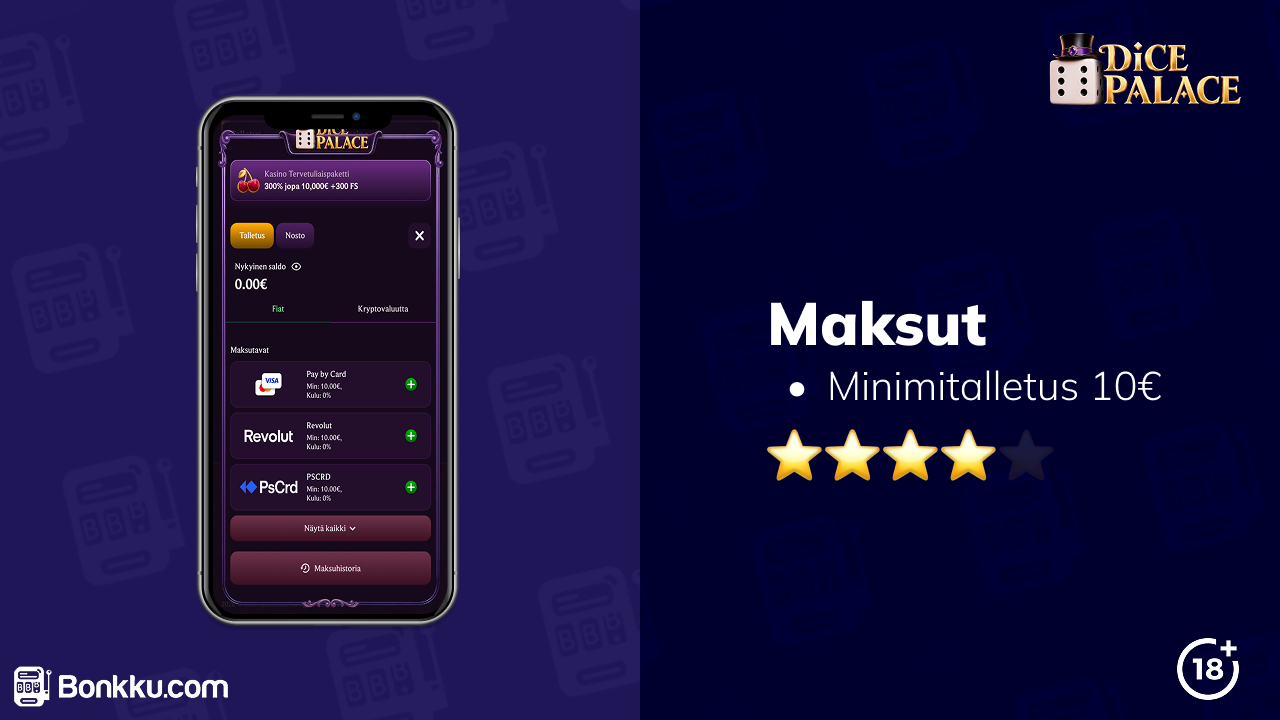 dicepalace casino maksut