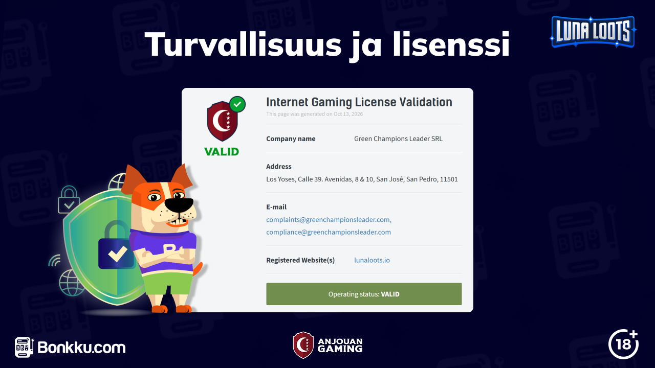 lunaloots casino lisenssi
