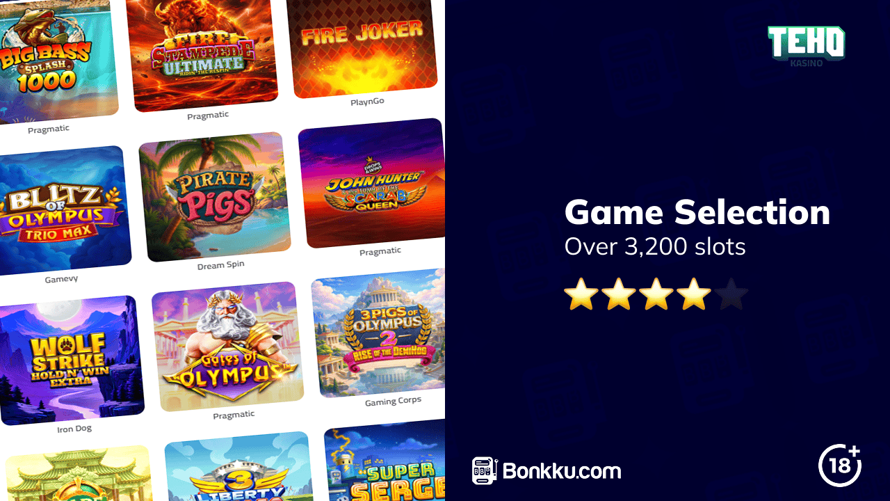 game selection at teho kasino