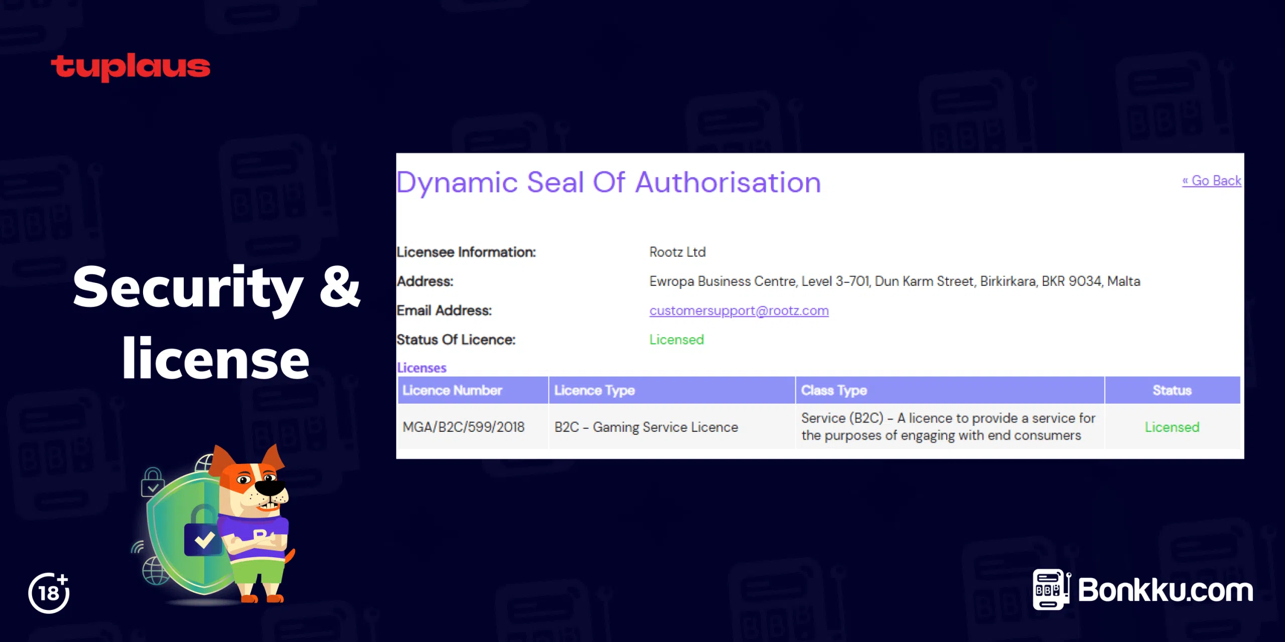 tuplaus license and security