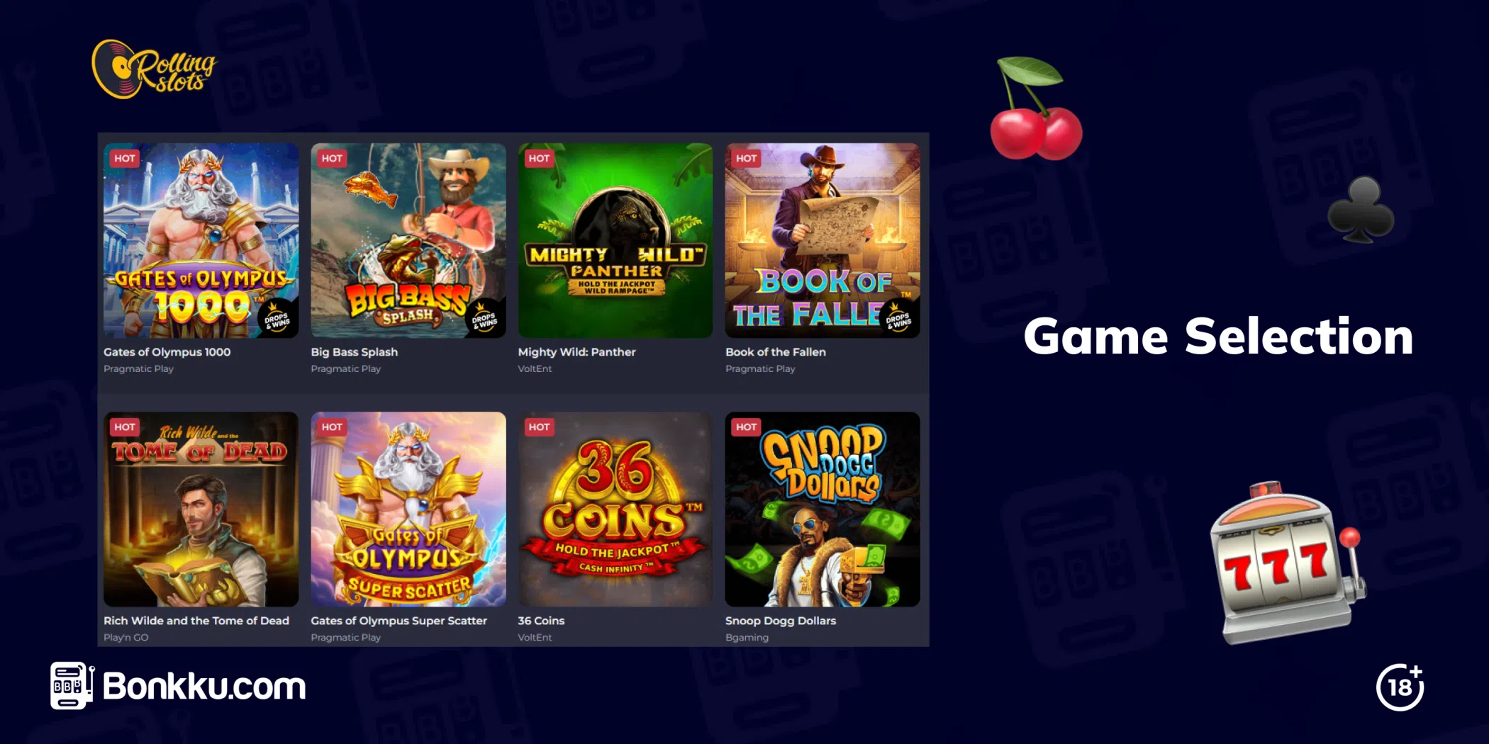 rolling slots casino game selection