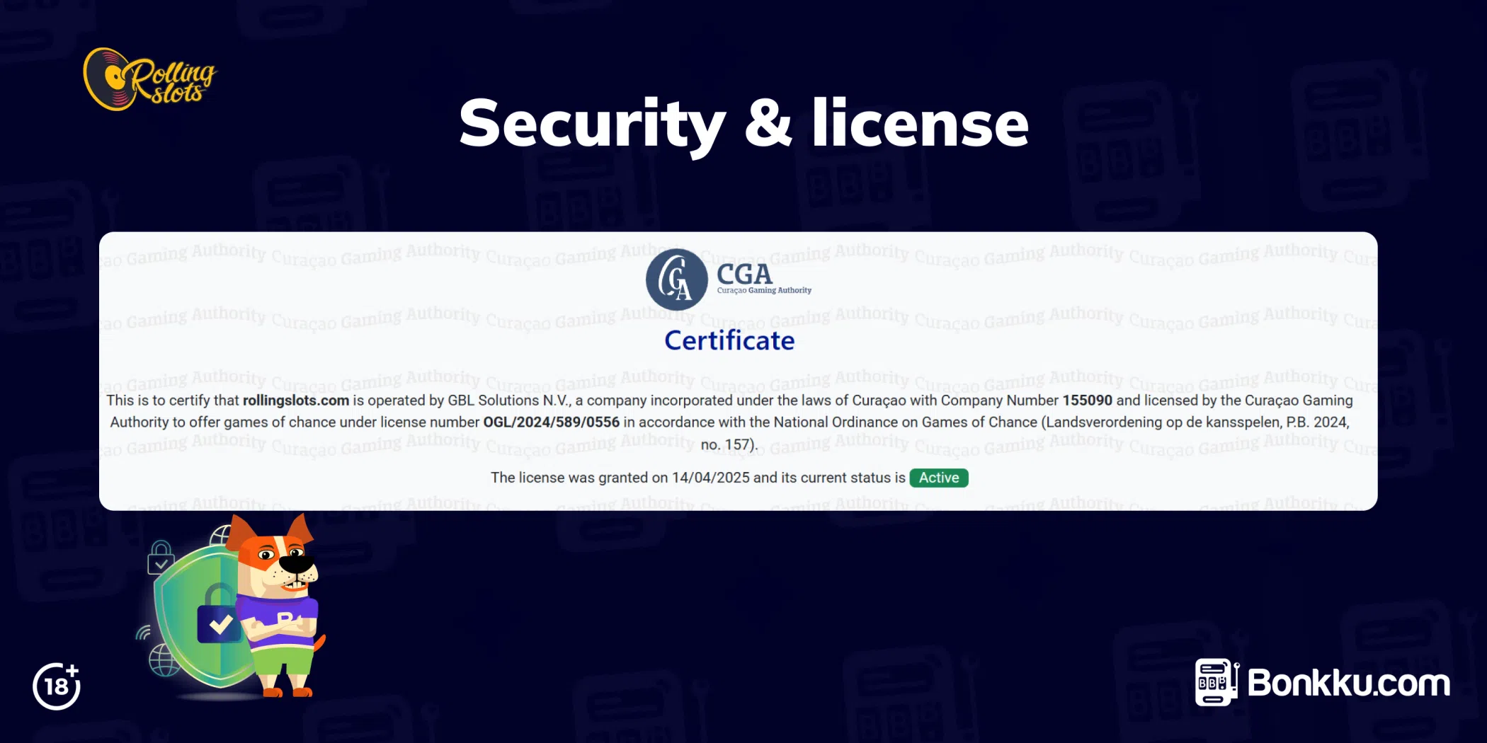 rolling slots security & license