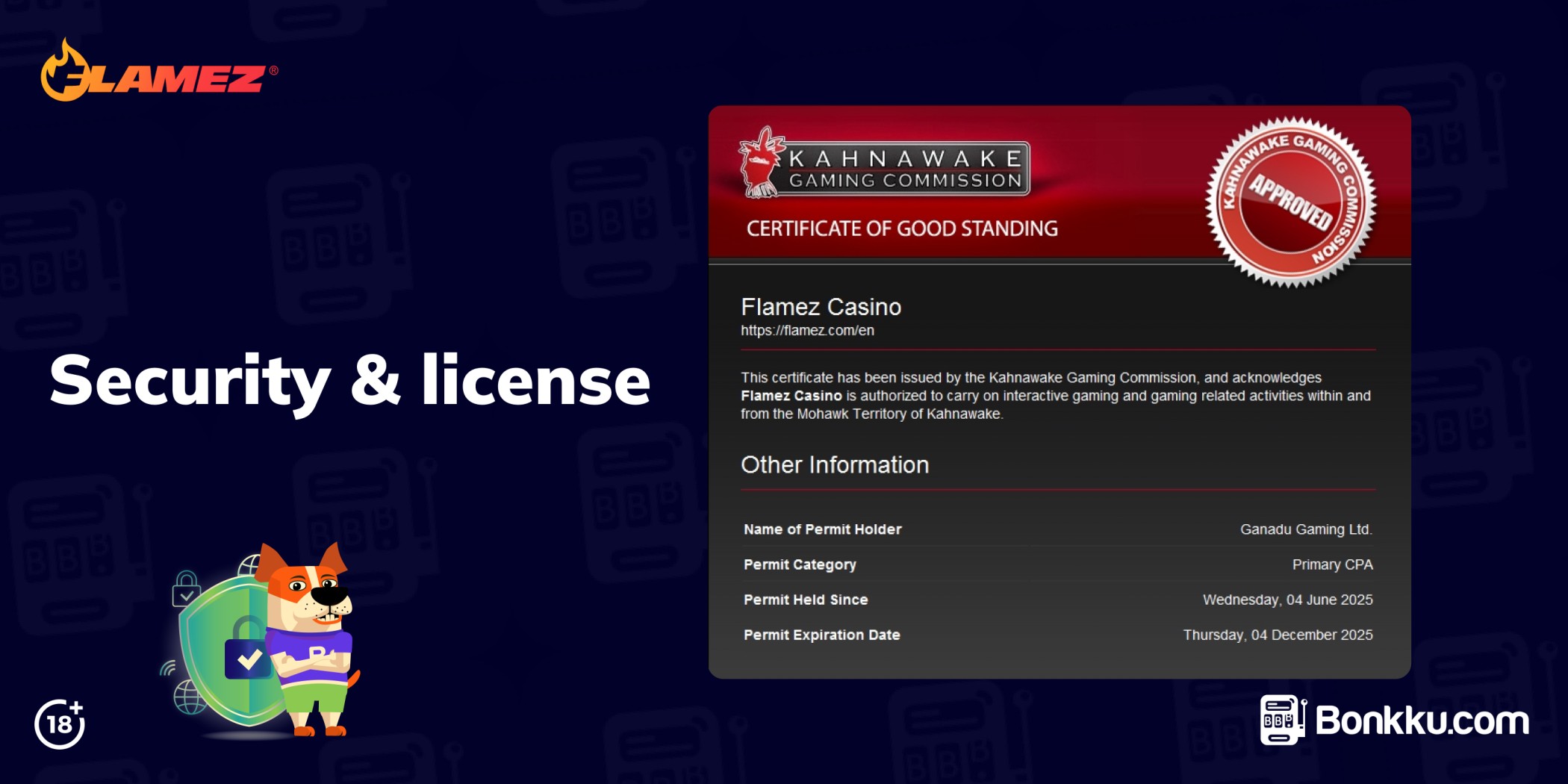 flamez casino security & license