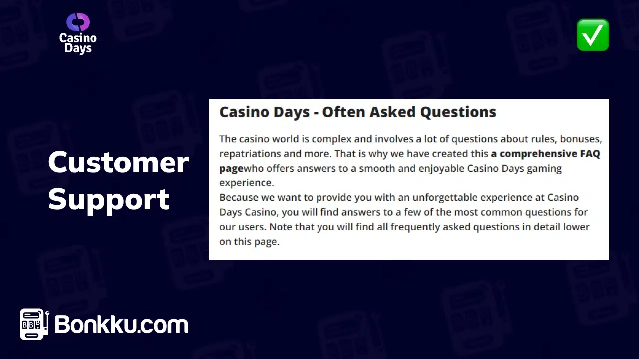 casino days customer support
