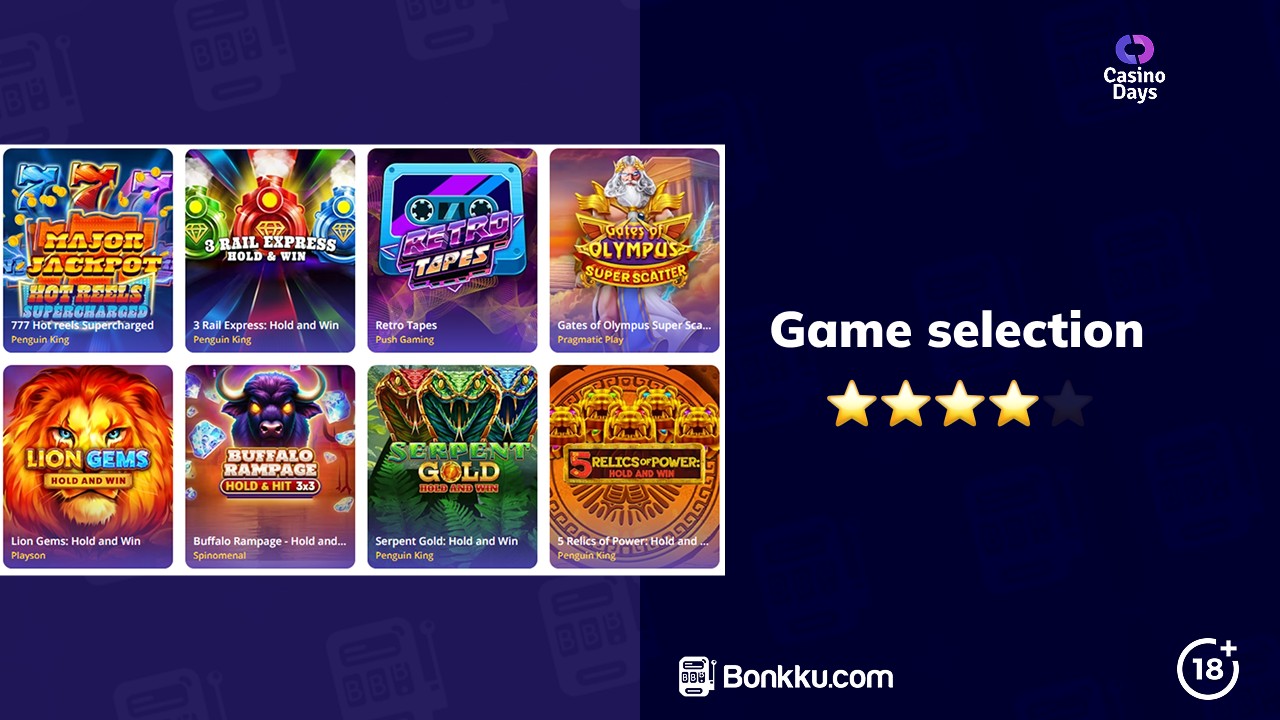 casino days game selection