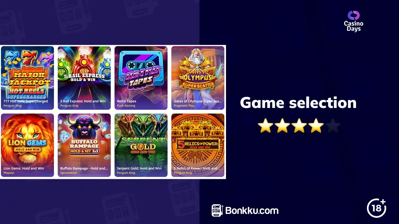 casino days game selection