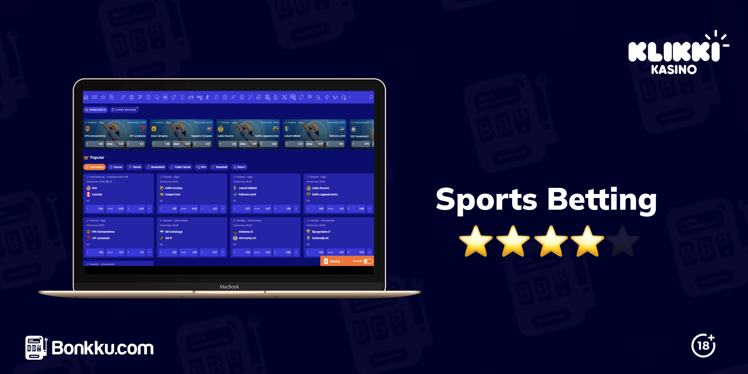 sports betting at klikki kasino