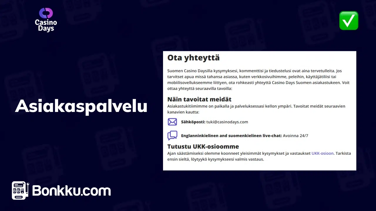 casino days asiakaspalvelu
