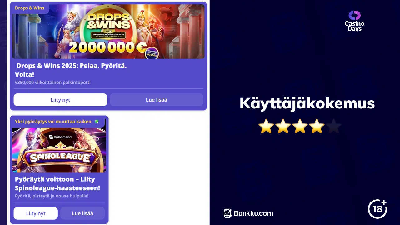 casino days käyttäjäkokemus