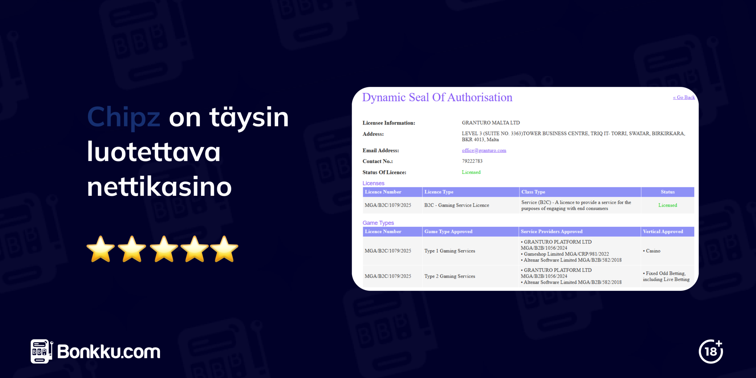 chipz kasino on täysin luotettava nettikasino