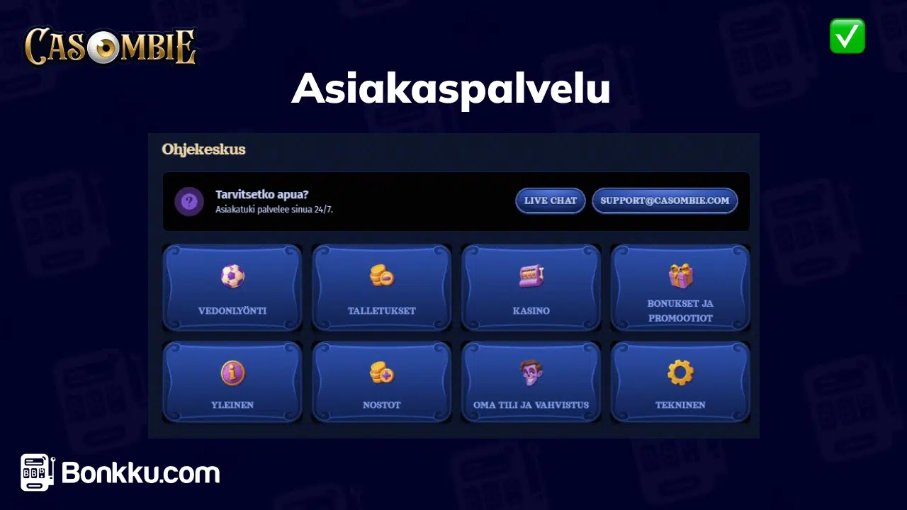 cazombie casino asiakaspalvelu