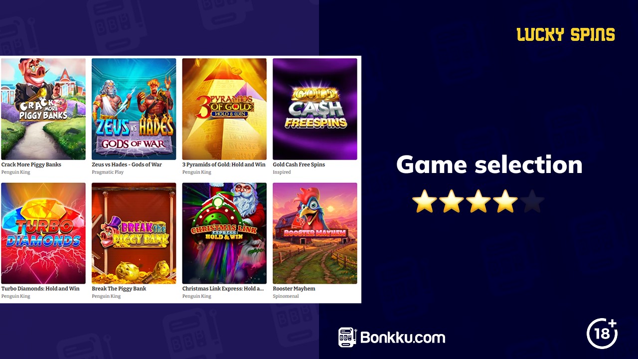 lucky spins casino game selection