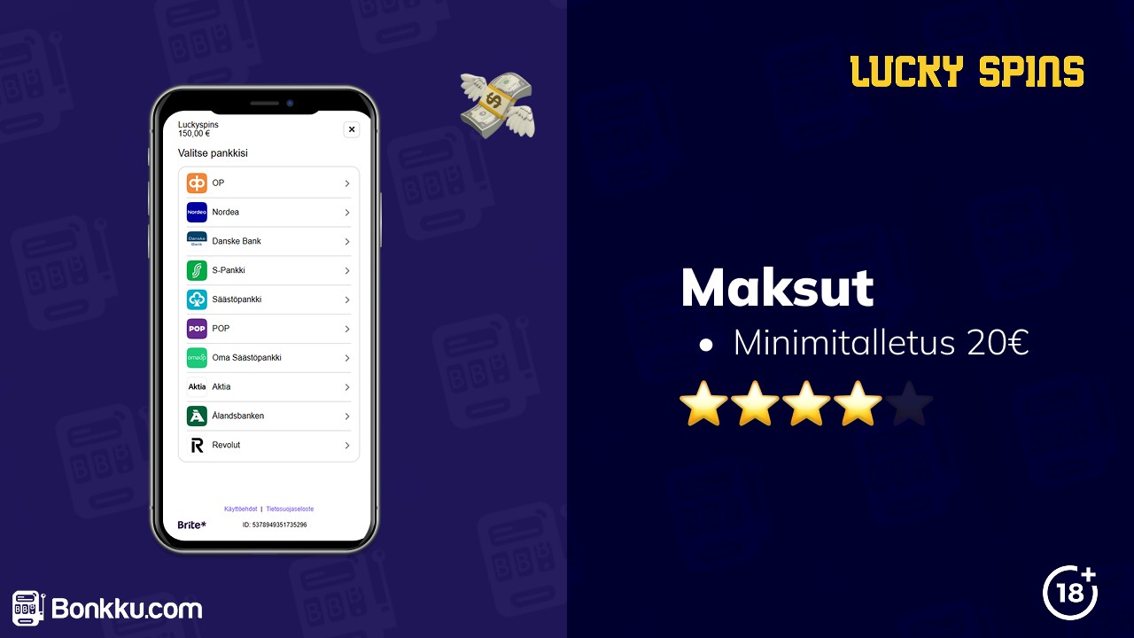 lucky spins casino maksut