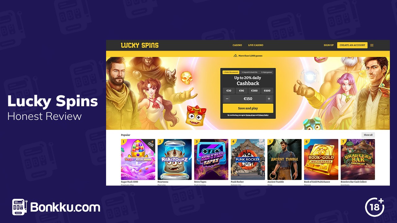 Skjermbilde fra Lucky Spins Casino anmeldelse