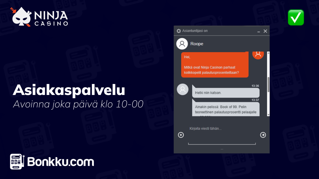 ninja casino asiakaspalvelu
