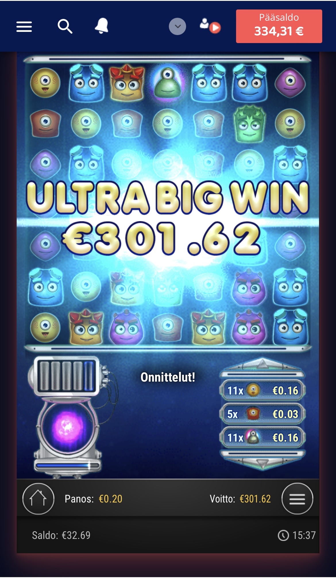 Big wins screenshot