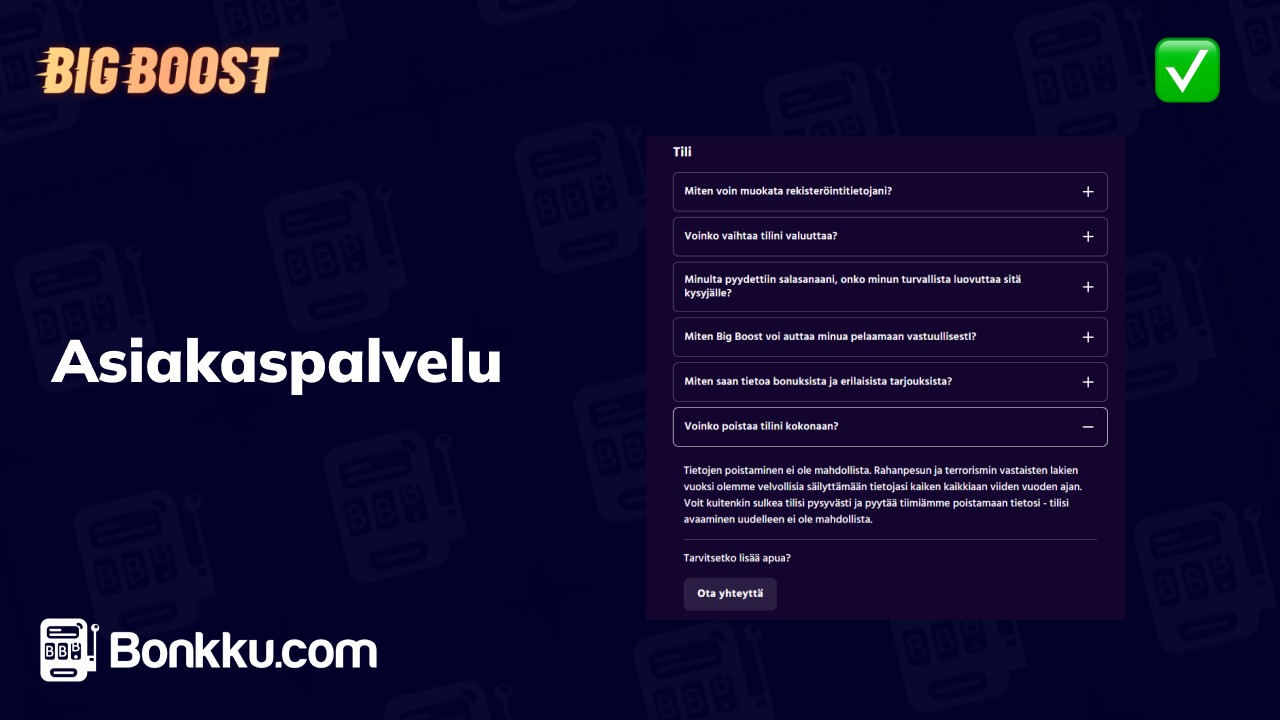 big boost casino asiakaspalvelu