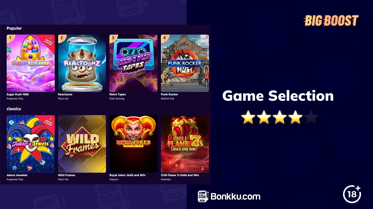 big boost casino game selection
