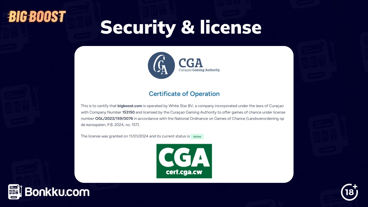 big boost casino security and license