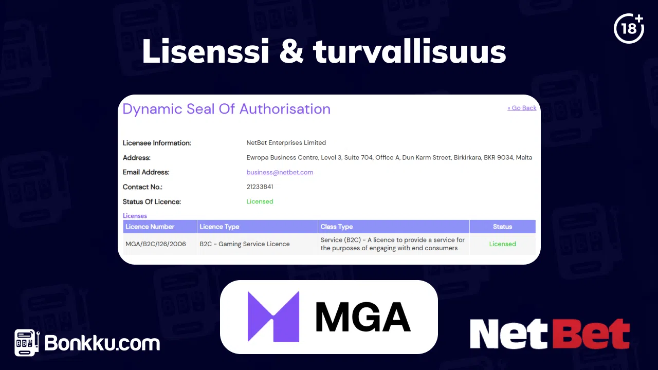 netbet lisenssi ja turvallisuus