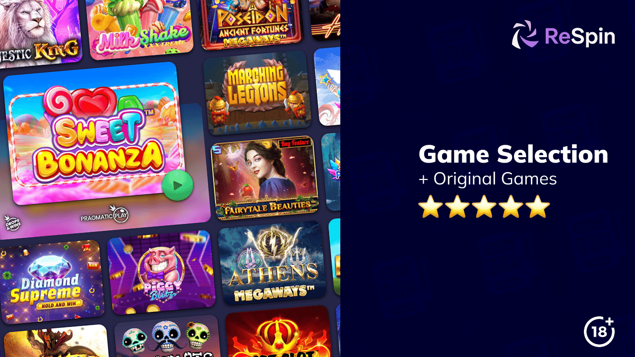 game selection at respin casino