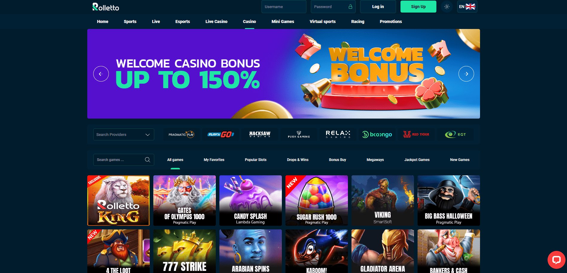 Rolletto Casino Games