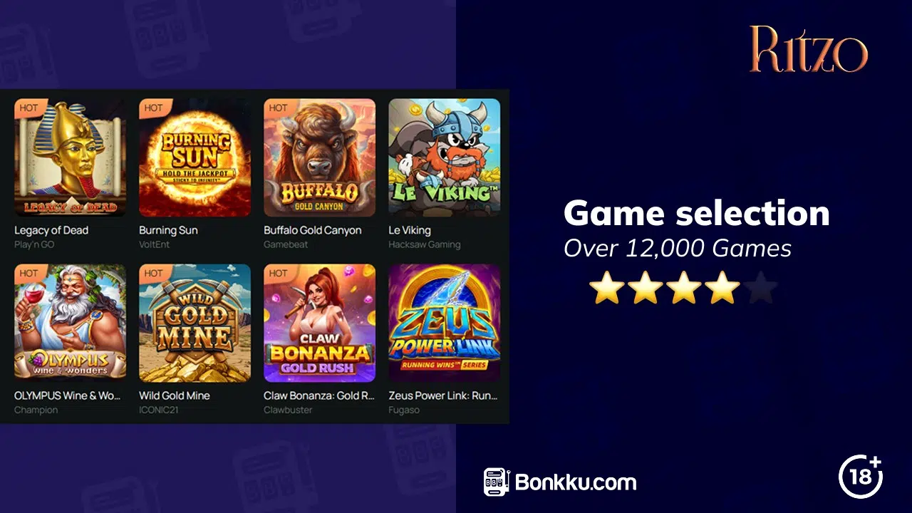 ritzo casino game selection