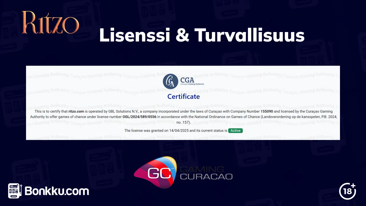 ritzo casino lisenssi ja turvallisuus
