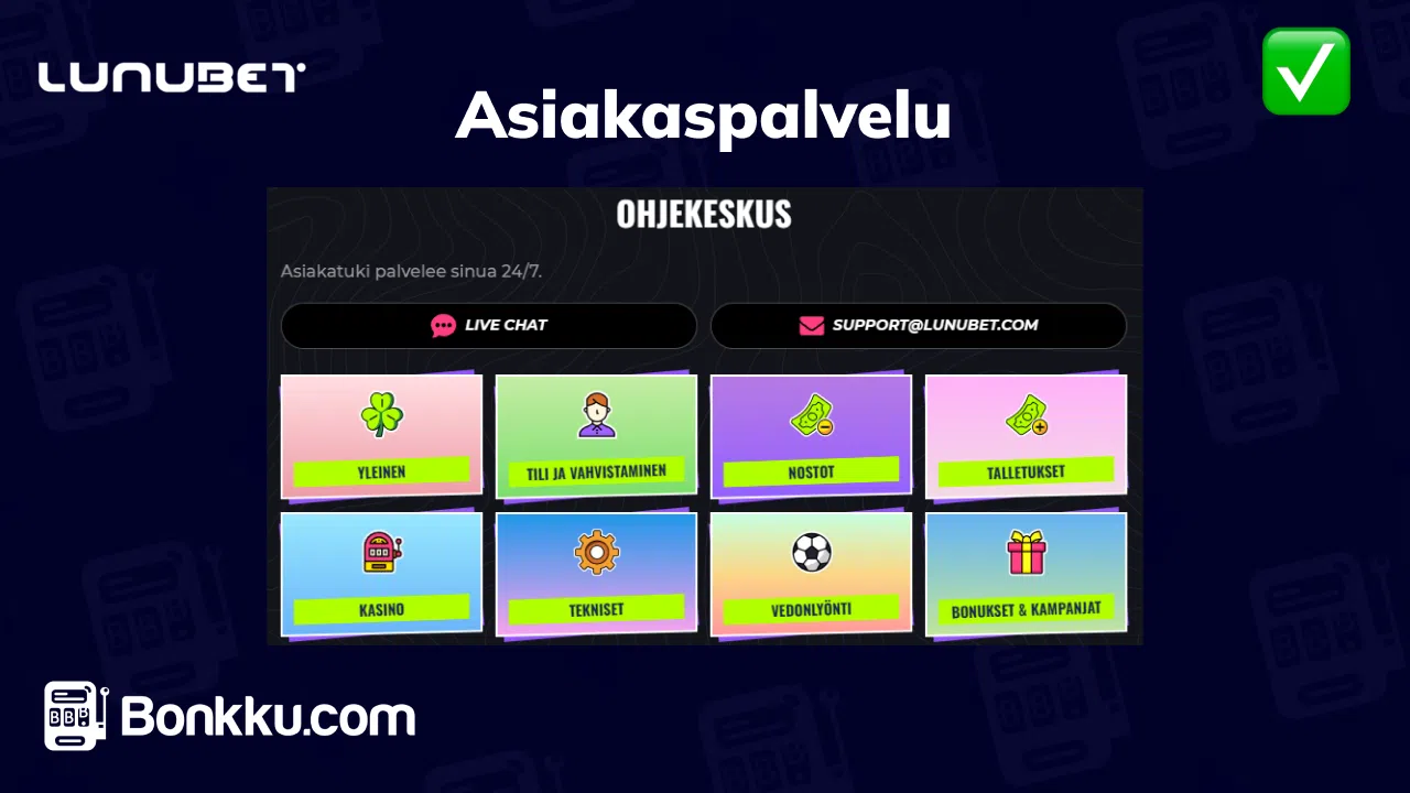 lunubet casino asiakaspalvelu