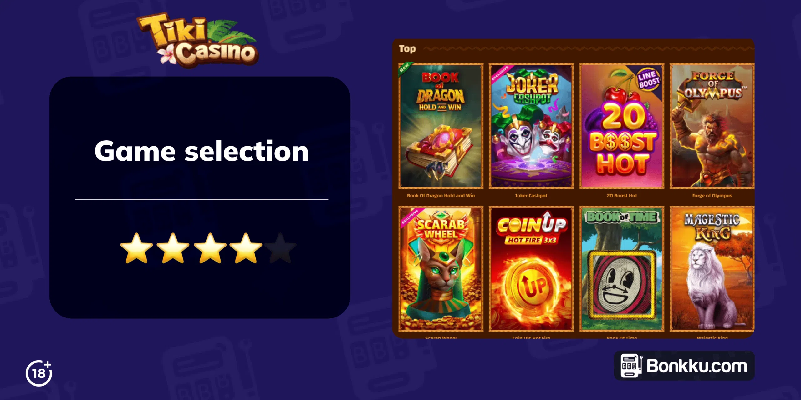 tiki casino game selection