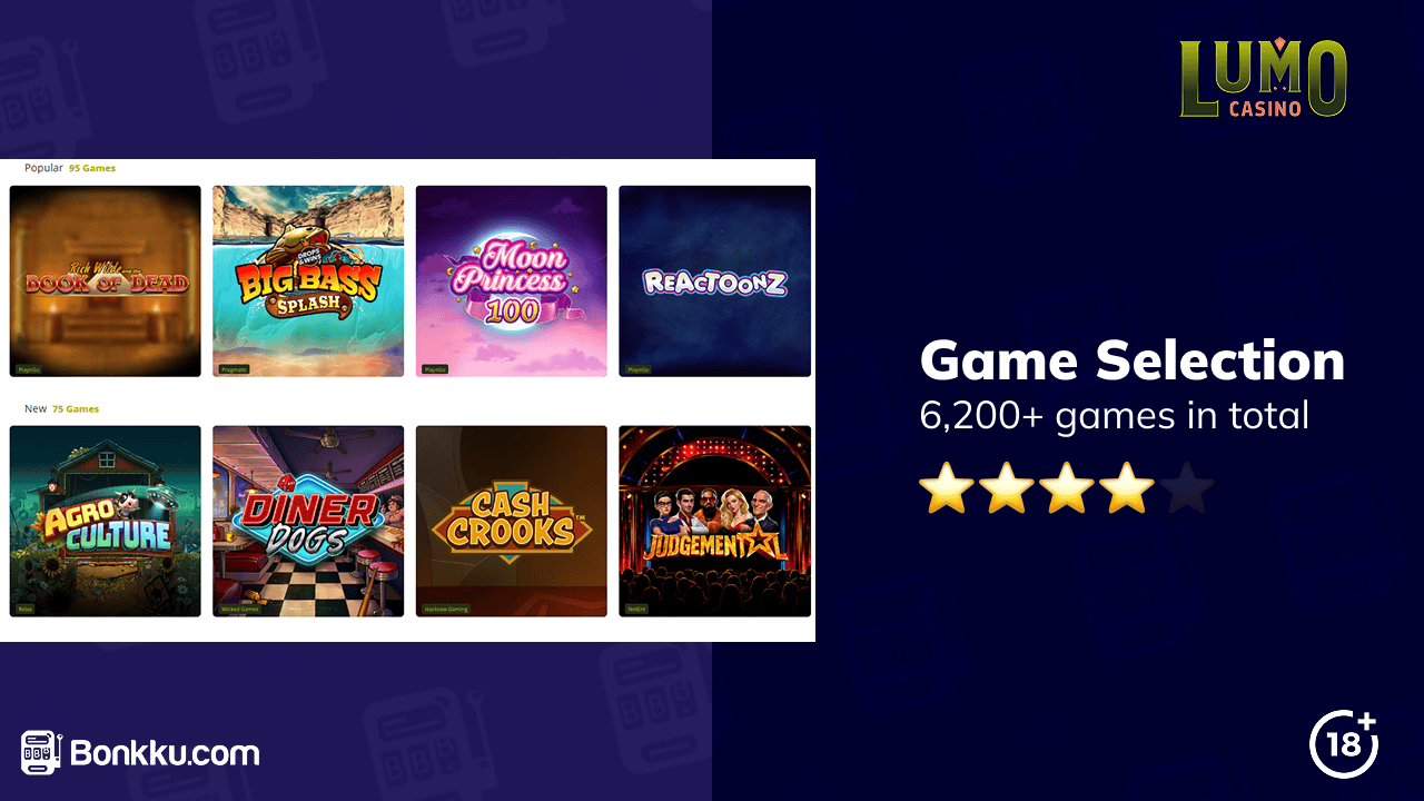 game selection at lumo casino