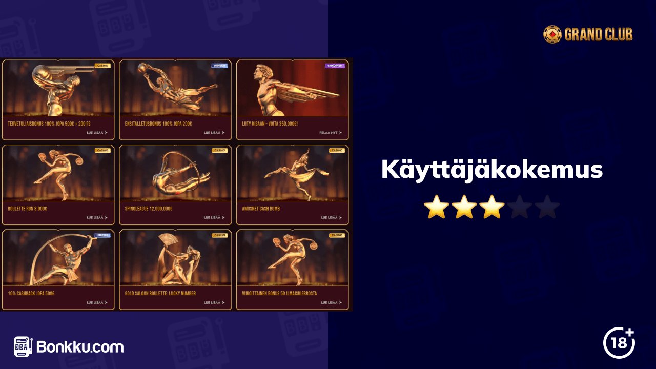 käyttäjäkokemus grand club kasinolla