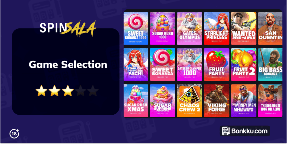 spinsala casino game selection