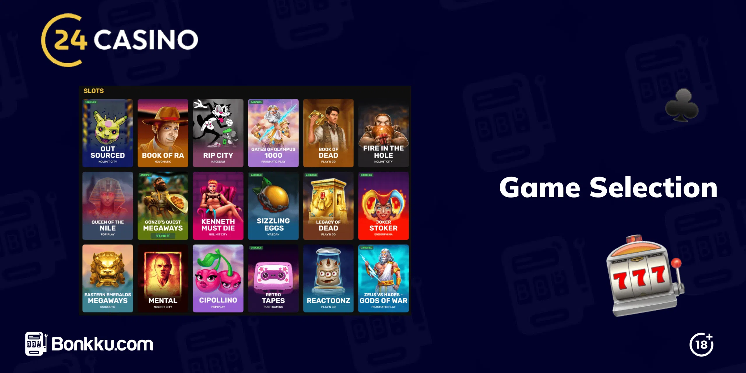 24casino game selection