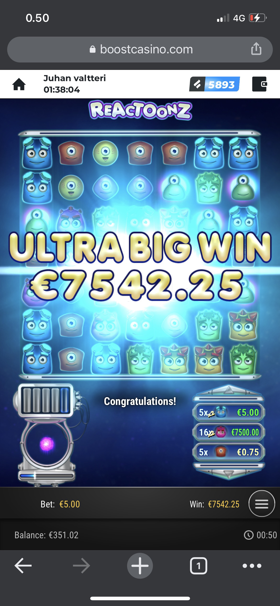 Big wins screenshot