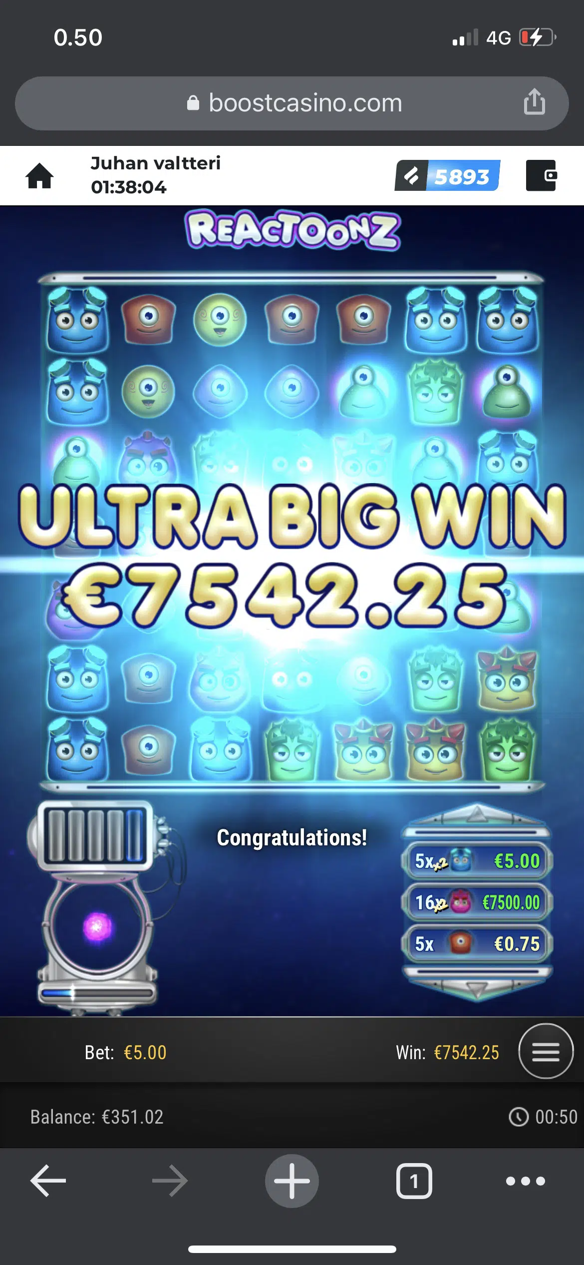 Big wins screenshot