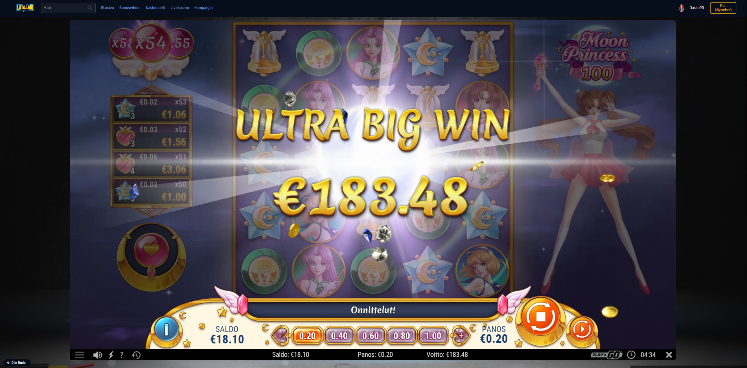 Big wins screenshot