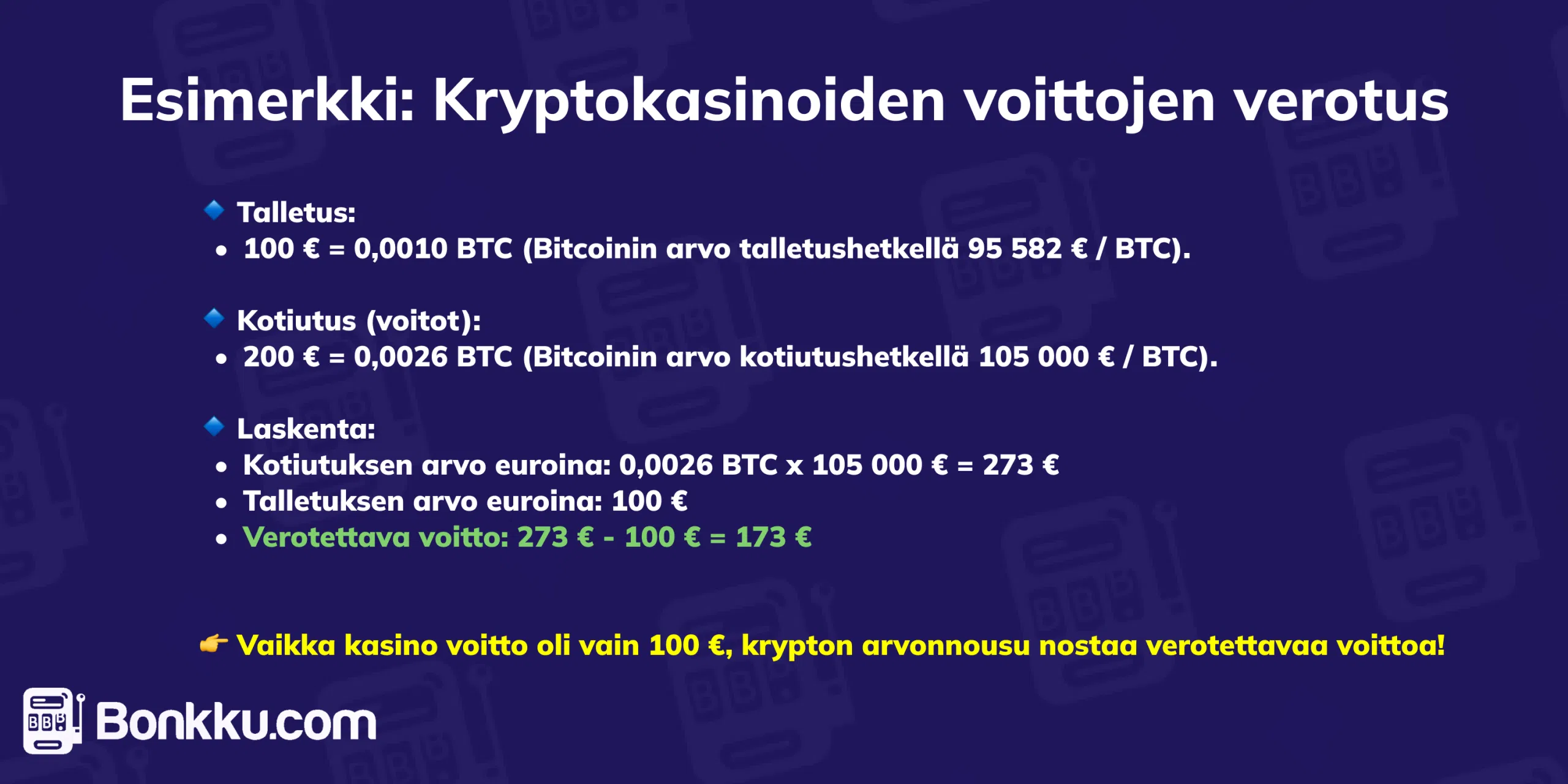 kryptokasino verotus esimerkki