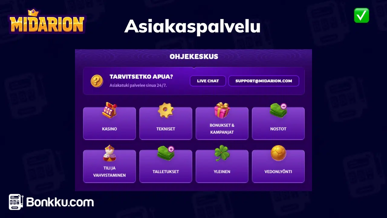 midarion casino asiakaspalvelu