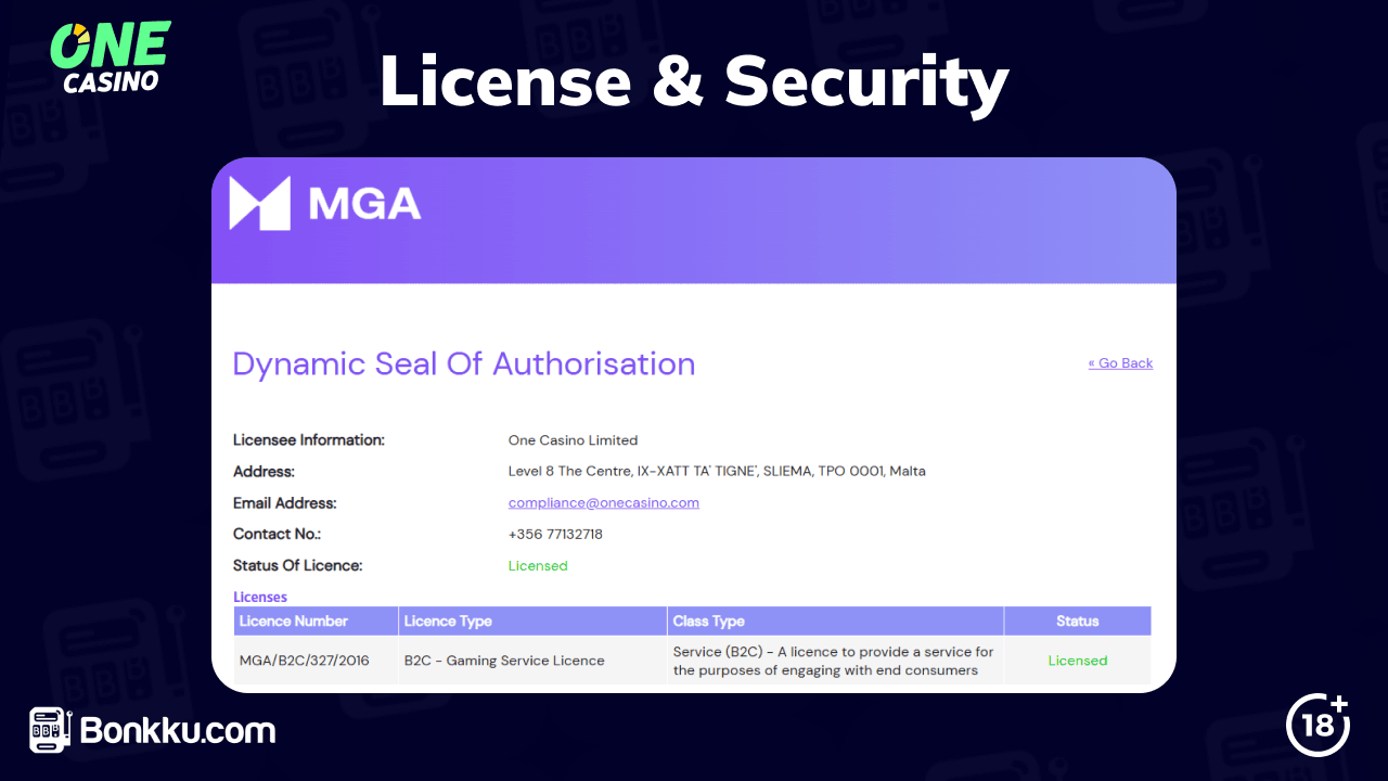 one casino security and license