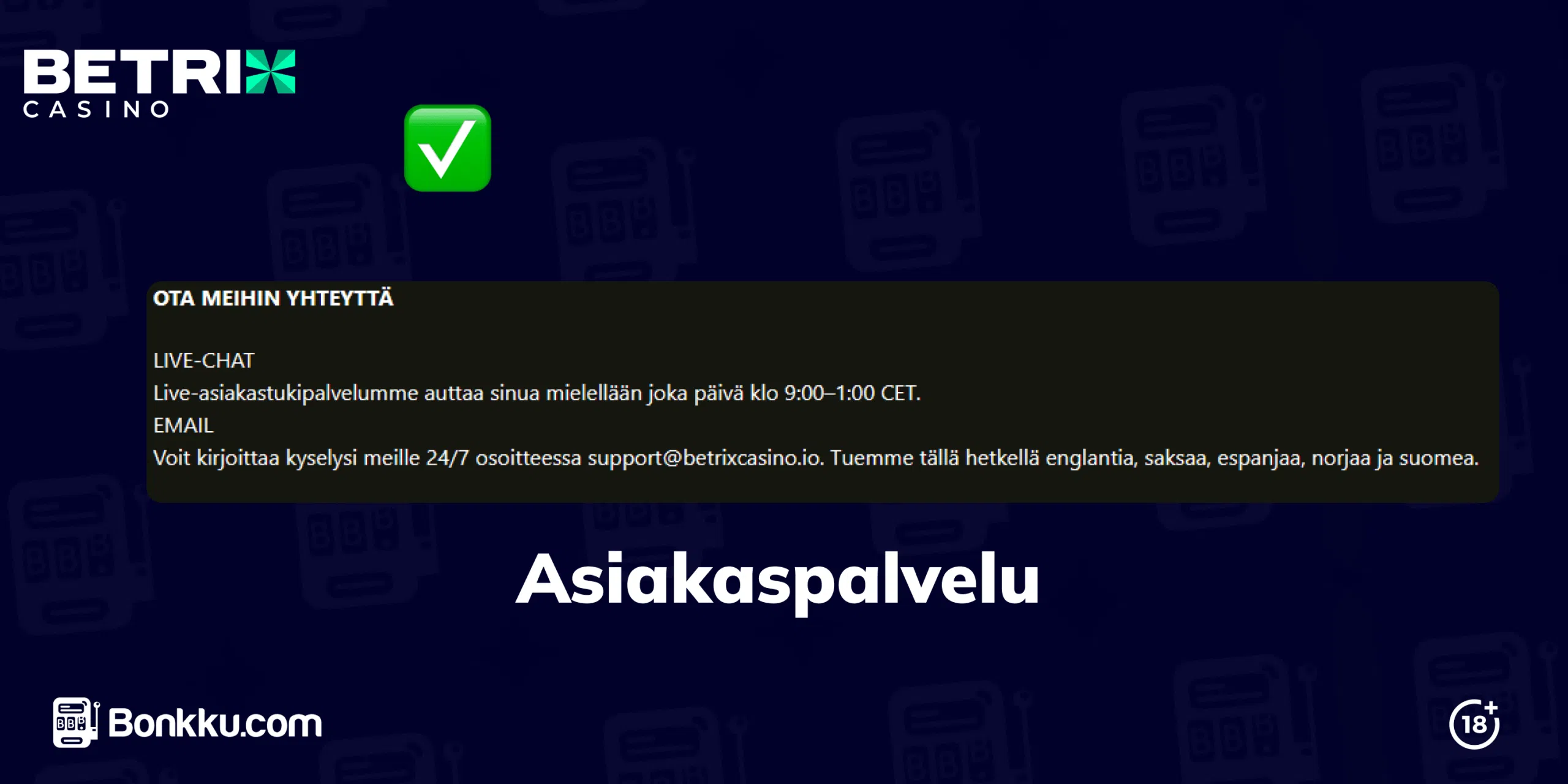 betrix casino asiakaspalvelu