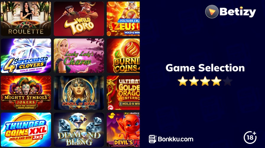 game selection at betizy casino