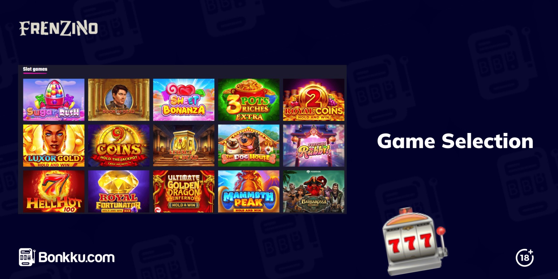 game selection at frenzino