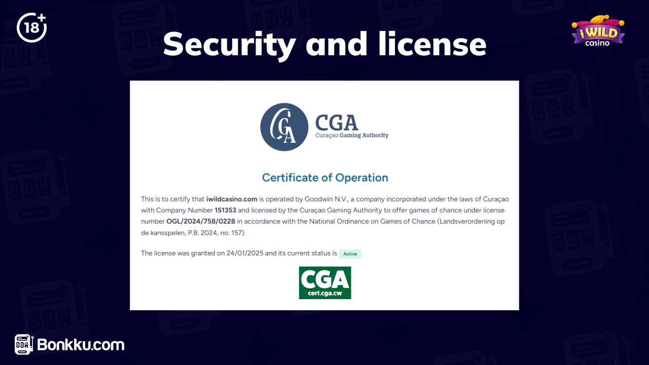 iwild casino security and license