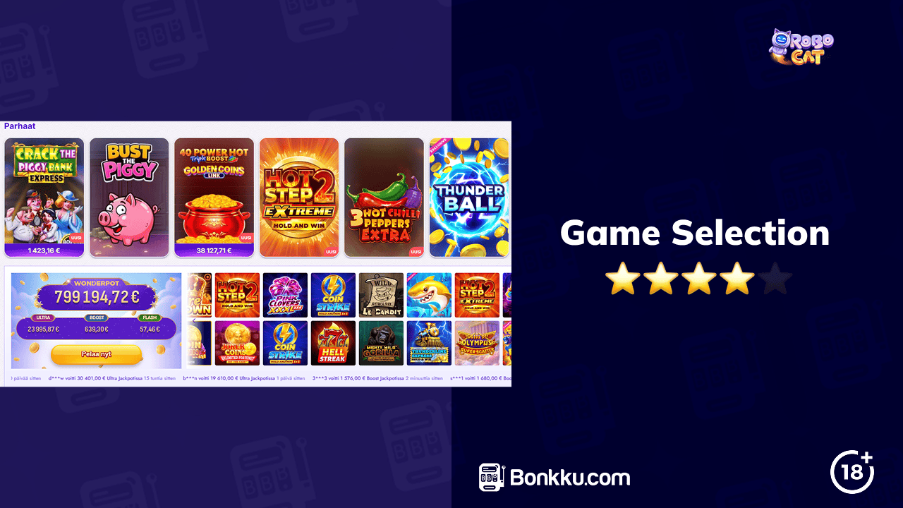 robocat casino game selection