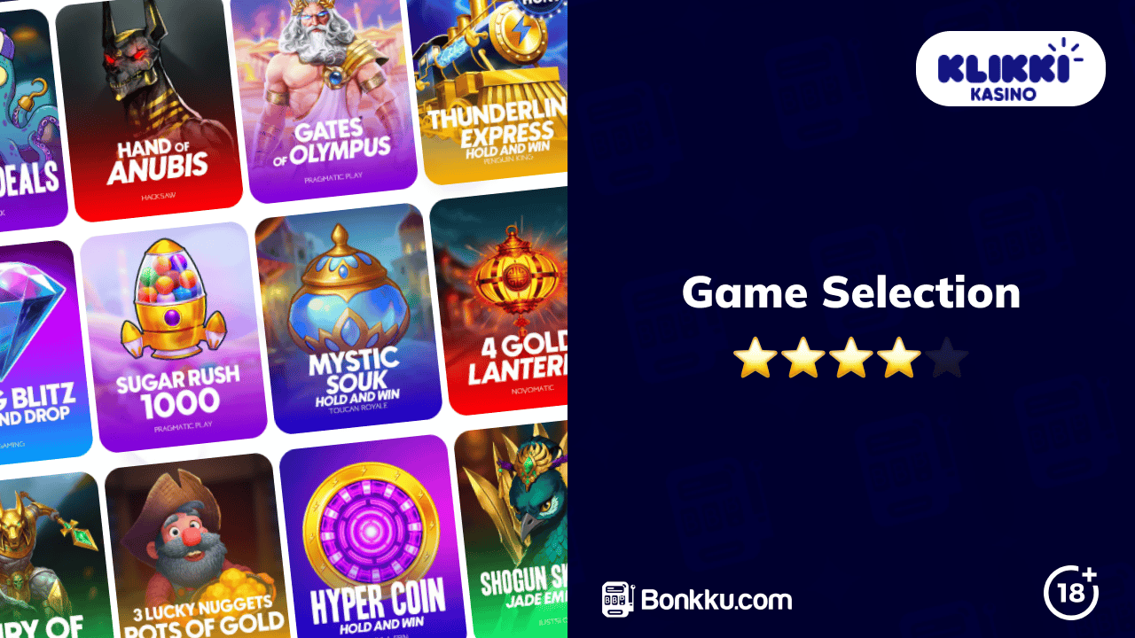 game selection at klikki kasino