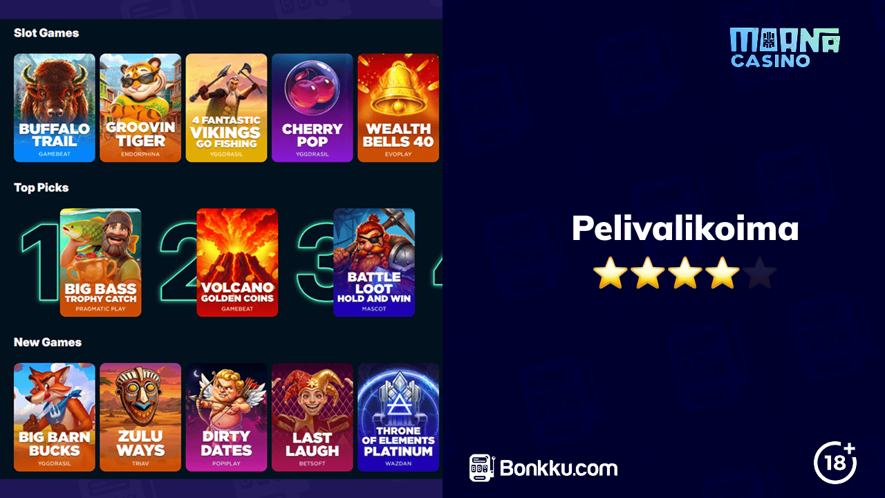 pelivalikoima moana casinolla